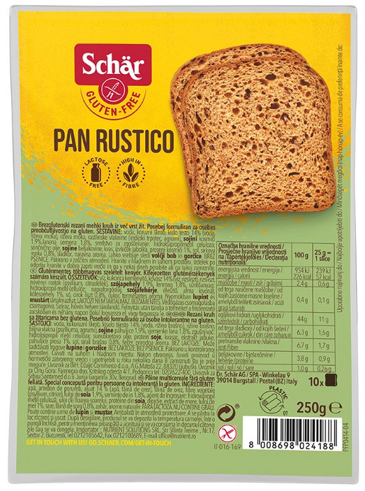 Temni kruh Pan Rustico, v rezinah